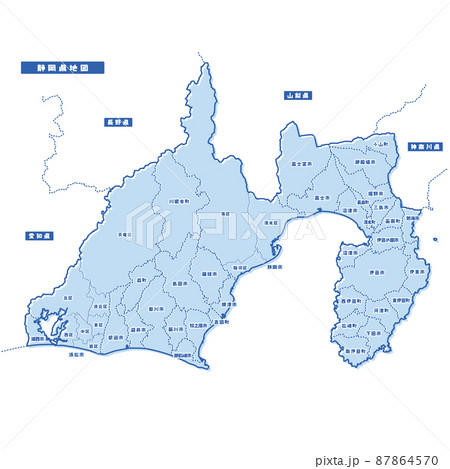 静岡県地図のイラスト素材