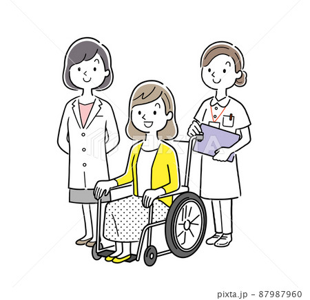 車椅子 患者 人物 かわいいのイラスト素材