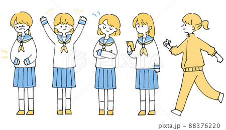 中学生 ジャージ 女子 女子中学生のイラスト素材