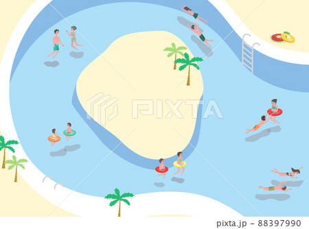 水遊び 親子 子ども プールのイラスト素材