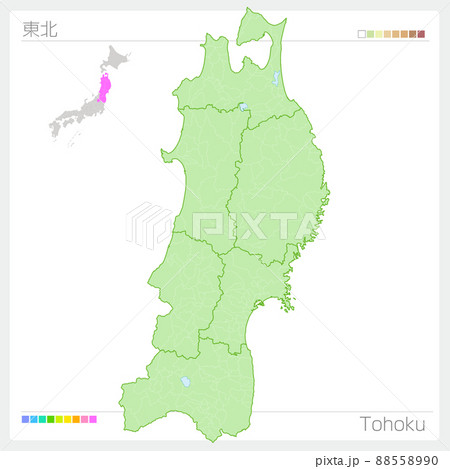 東北6県のイラスト素材