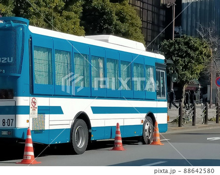 機動隊バス 警察車両の写真素材