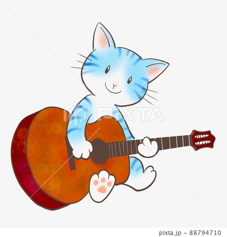 ねこ 猫 ネコ ギターのイラスト素材