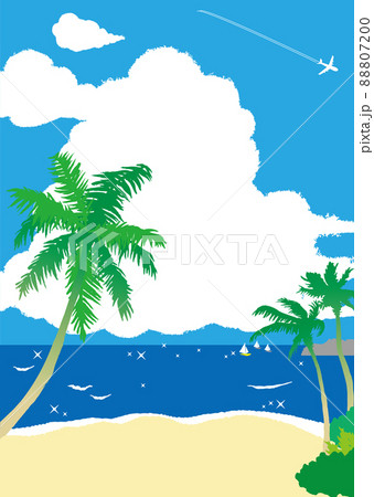 ハワイ 海 ビーチ リゾートのイラスト素材