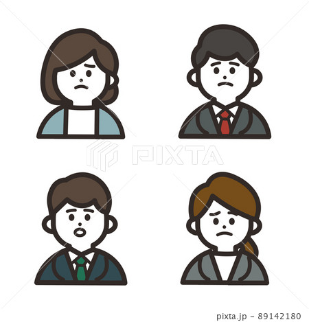 女性 顔 悩む 辛いのイラスト素材