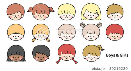 子供 男の子 表情 顔のイラスト素材