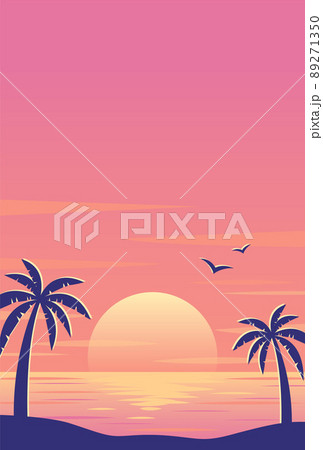 夕日 海 夕焼け ベクターのイラスト素材