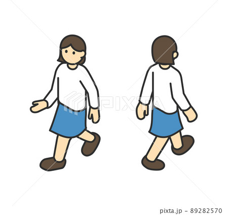 後ろ姿 女の子のイラスト素材