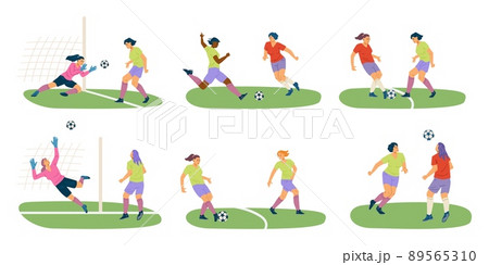 サッカー シルエット ゴールキーパー シュートのイラスト素材