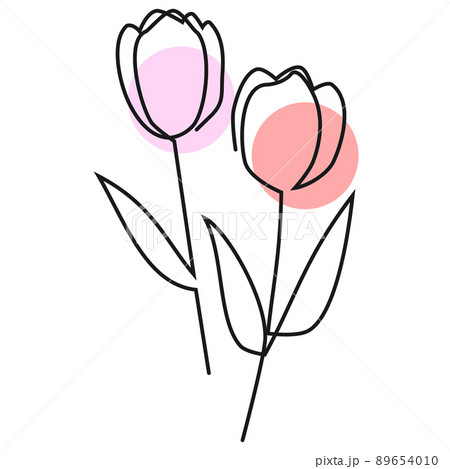 チュ－リップ モノクロ原画 チューリップの花のモノクロデザイン