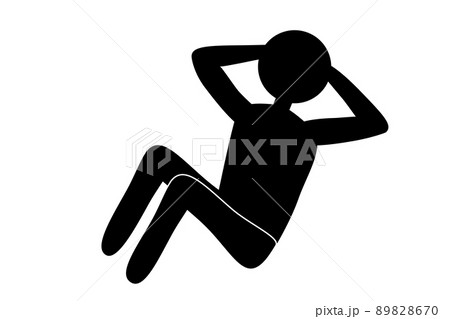腹筋 腹筋運動 運動 ピクトグラムのイラスト素材