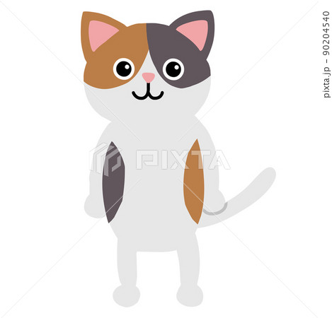 立つ 猫 三毛猫 かわいいのイラスト素材