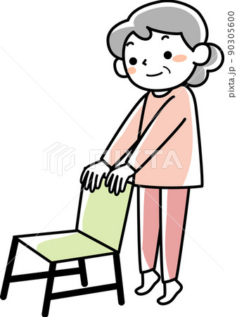 運動 椅子 高齢者 女性のイラスト素材