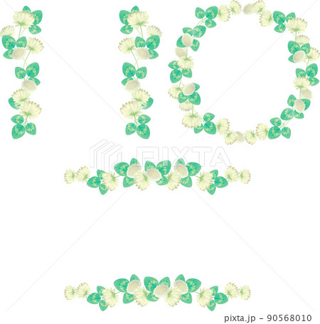 フレーム 飾り枠 クローバー シンプルのイラスト素材