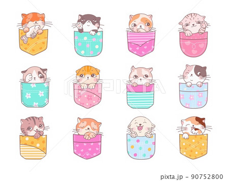 ポケット 動物 ベクター かわいいのイラスト素材