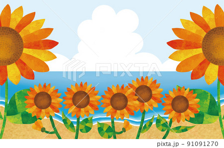 ひまわり畑のイラスト素材集 ピクスタ