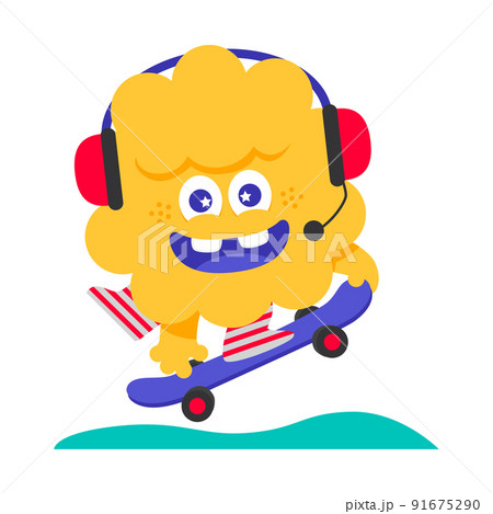 スケボー キャラクターのイラスト素材