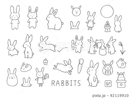十五夜 手描き 秋 月見うさぎのイラスト素材 - PIXTA