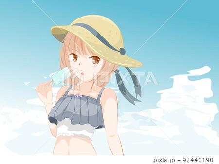 アイス食べる のイラスト素材