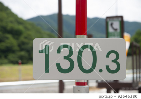 距離標 国道 キロポストの写真素材 距離標 国道 キロポストの写真素材