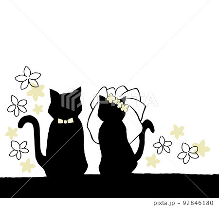 猫 カップル 黒猫 イラストのイラスト素材 猫 カップル 黒猫 イラストのイラスト素材