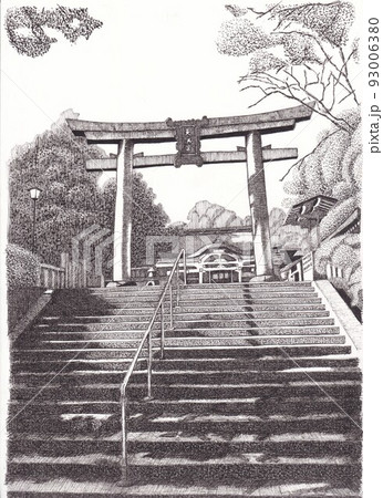 イラスト ペン画 手描き 京都のイラスト素材