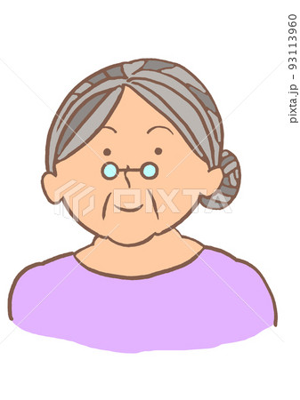 認知症 おばあちゃん 表情のイラスト素材