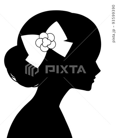 女性 シルエット 顔 横顔のイラスト素材