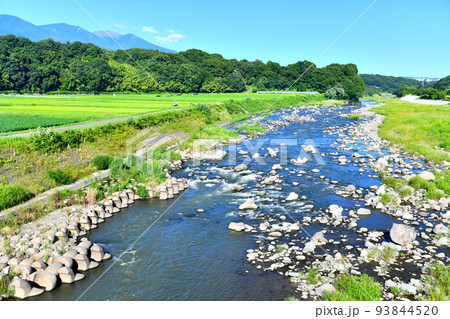 千曲川 風景 川 田んぼの写真素材 - PIXTA