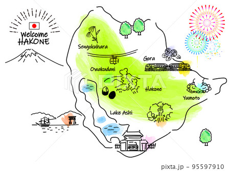 神奈川県地図のイラスト素材