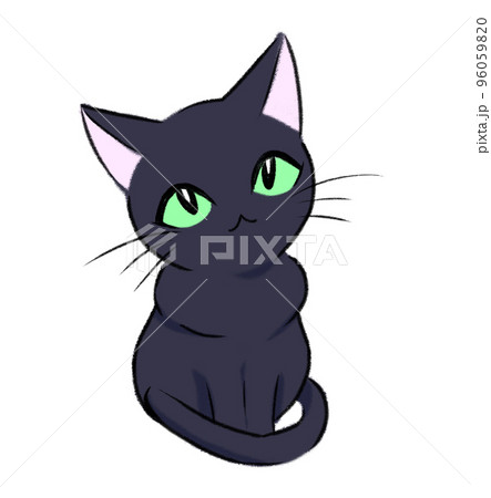 お座り 黒猫 猫 イラストのイラスト素材 - PIXTA