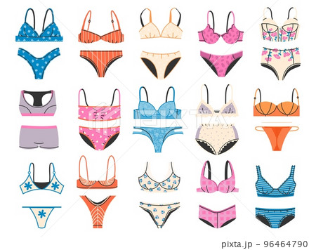 Types of women's panties and bras. Set of underwear Stock Vector by  ©exit.near.gmail.com 338869446