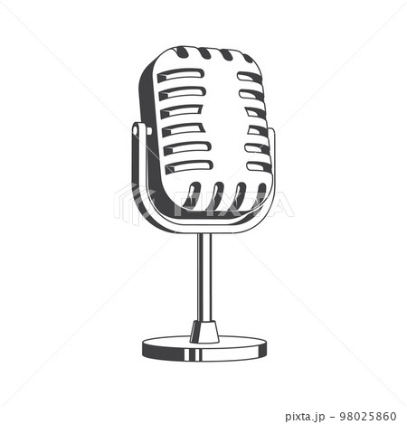 Asmr thin line icon microphone for blogger Vector Image