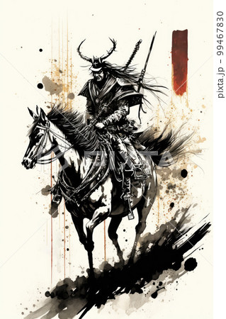馬 侍 墨のイラスト素材 - PIXTA