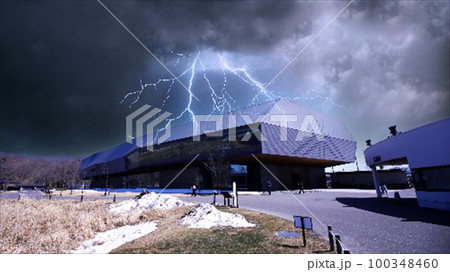 悪天候の白老アイヌコタン