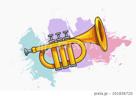 Premium Vector  Golden trumpet icon cartoon brass music instrument