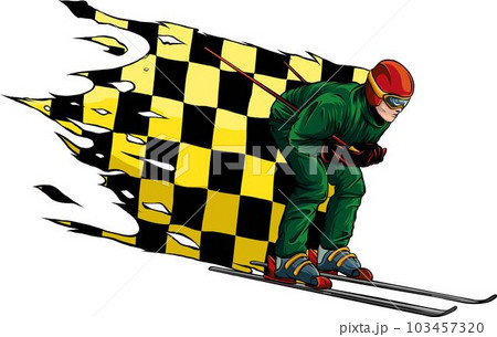 Cute Skiing Girl Dressed in Winter Clothes - Stock Illustration  [108990558] - PIXTA