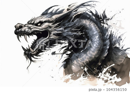 水墨画 龍の写真素材 - PIXTA