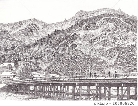 渡月橋 橋 京都 嵐山のイラスト素材 - PIXTA