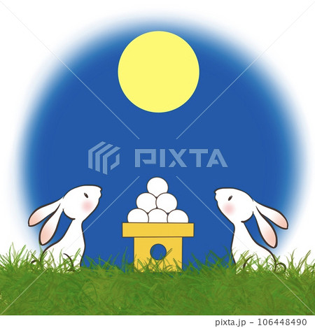 猫 動物 月見 お月見のイラスト素材 - PIXTA
