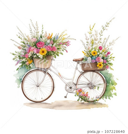 かご 花 自転車 イラストのイラスト素材 - PIXTA
