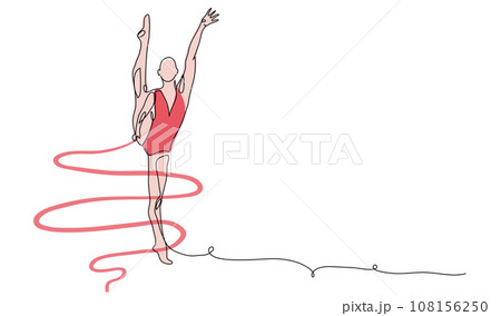 Vector doodle rhythmic gymnastics equipment set. Line art