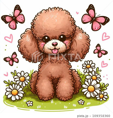 油絵 ちえ 花冠のかわいいトイプードル 油絵 ちえ 花冠の