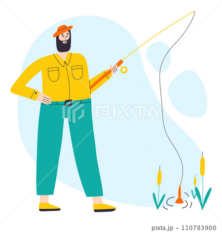 Fishing Poster with Fish and Fisherman Equipment Stock Vector -  Illustration of outdoor, graphic: 114111275