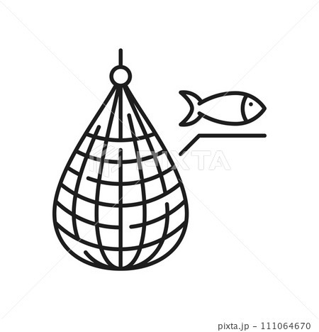 Watercolor Fishing Net. Nautical Illustration Isolated on White