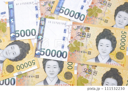 貨幣 ウォン 紙幣 50000ウォンの写真素材 - PIXTA