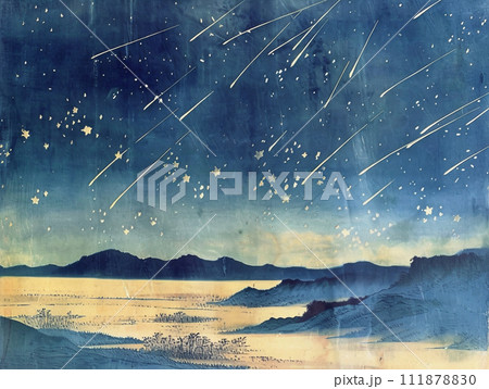 流れ星 星 夜空 水彩画のイラスト素材 - PIXTA