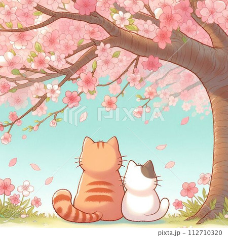 猫 桜 春 動物のイラスト素材 - PIXTA