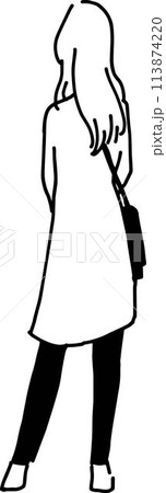 人 後ろ姿 モノクロ 後姿 黒色 女性 白黒のイラスト素材 - PIXTA