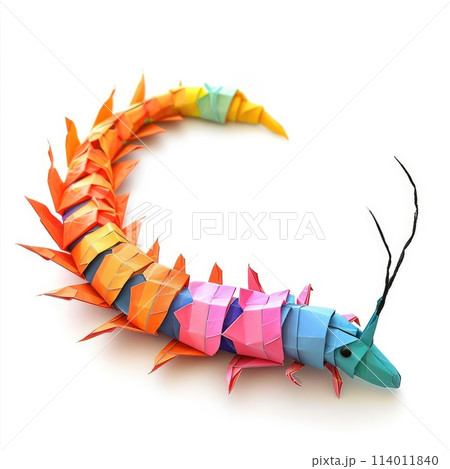 おりがみ 折り紙 ムカデ ポリゴンの写真素材 - PIXTA